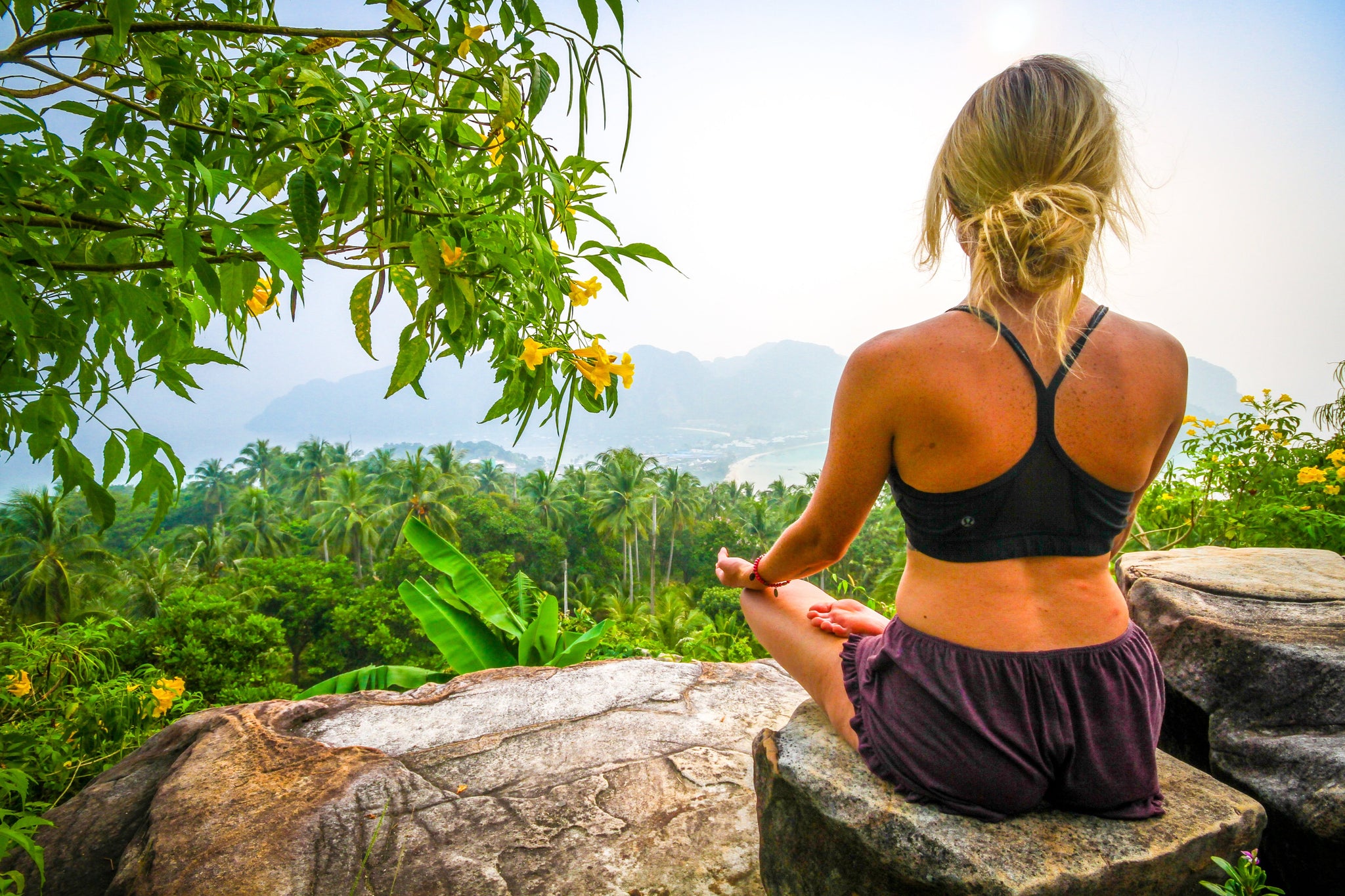 Woman meditating. Natures remedy for skin inflammation